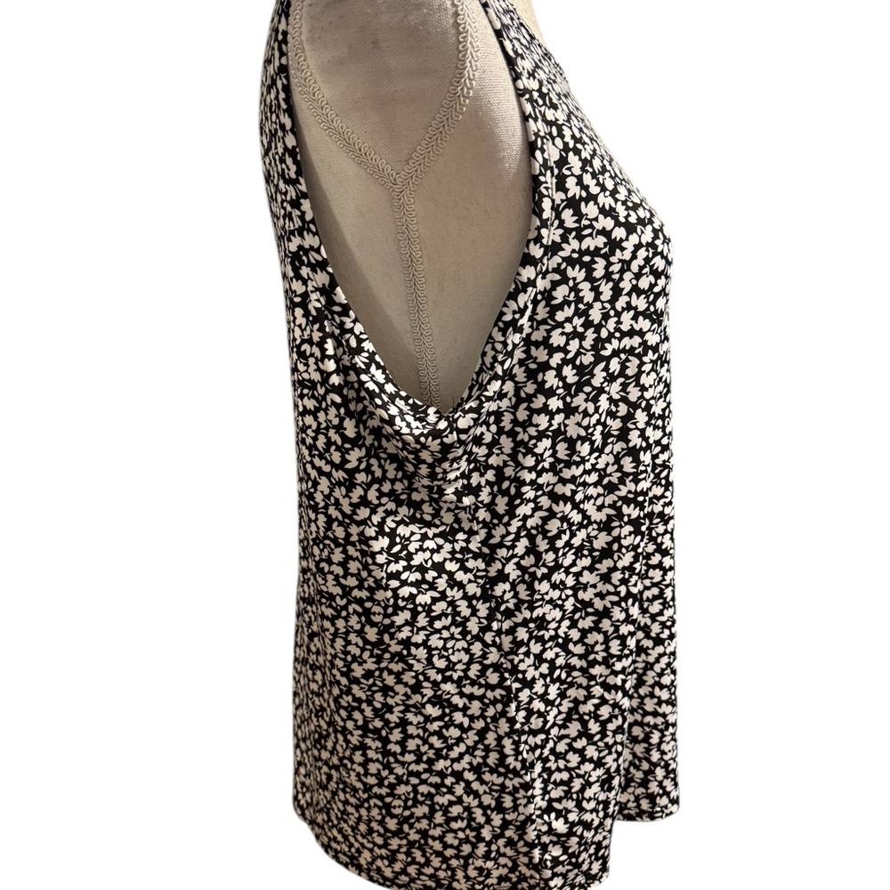 ❤️Vince Camuto Black/White Print Top/Shell Back Detail  SZ:  LARGE/PETITE   #R - Picture 4 of 9